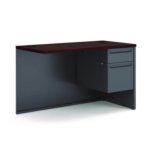 HON 38000 Series Flush Return, Right, 48w x 24d x 29.5h, Mahogany/Charcoal