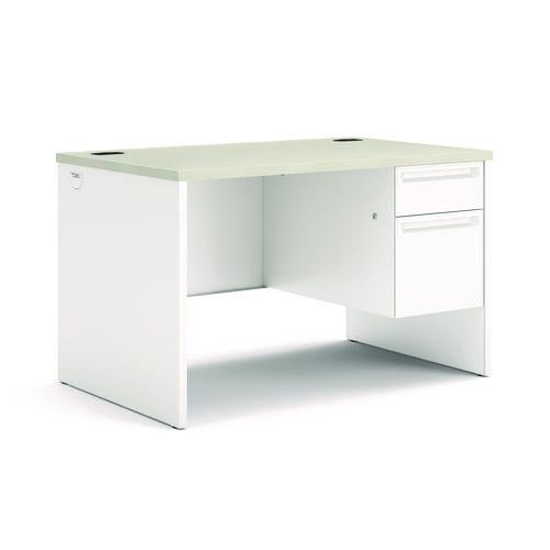 HON 38000 Series Right Pedestal Desk, 48" x 30" x 30", Light Gray/Silver
