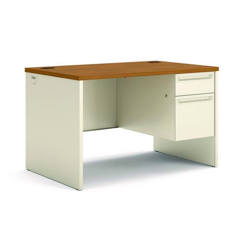 HON 38000 Series Right Pedestal Desk, 48" x 30" x 29.5", Harvest/Putty