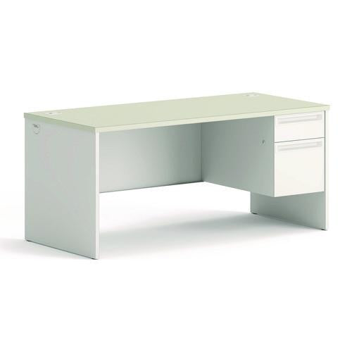 HON 38000 Series Right Pedestal Desk, 66" x 30" x 30", Light Gray/Silver