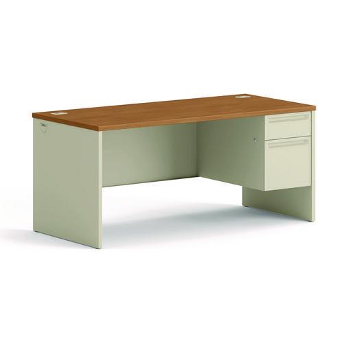 HON 38000 Series Right Pedestal Desk, 66" x 30" x 29.5", Harvest/Putty