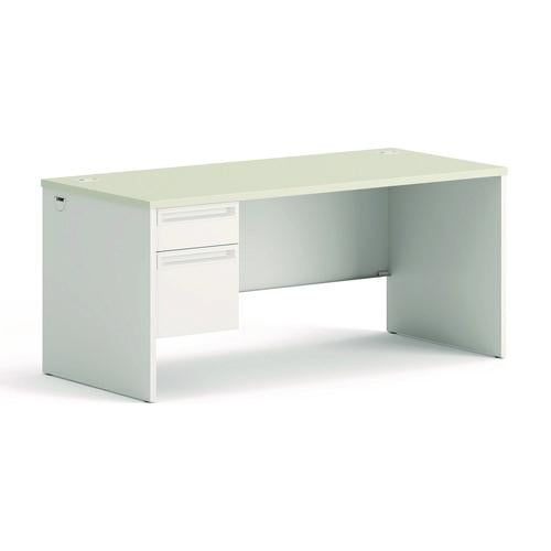 HON 38000 Series Left Pedestal Desk, 66" x 30" x 30", Light Gray/Silver