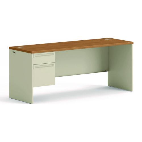 HON 38000 Series Left Pedestal Credenza, 72w x 24d x 29.5h, Harvest/Putty