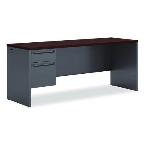 HON 38000 Series Left Pedestal Credenza, 72w x 24d x 29.5h, Mahogany/Charcoal