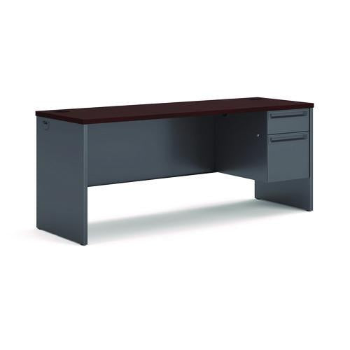 HON 38000 Series Right Pedestal Credenza, 72w x 24d x 29.5h, Mahogany/Charcoal