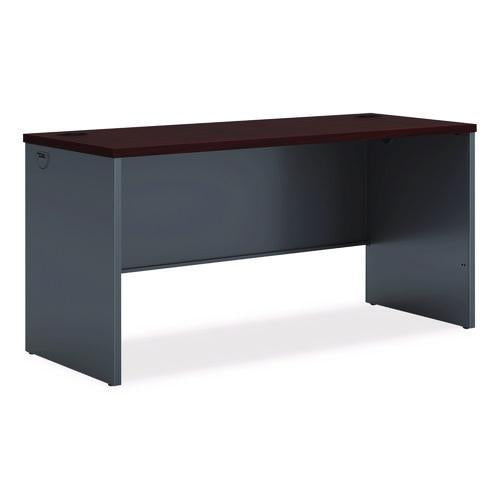 HON 38000 Series Desk Shell, 60w x 24d x 29.5h, Mahogany/Charcoal