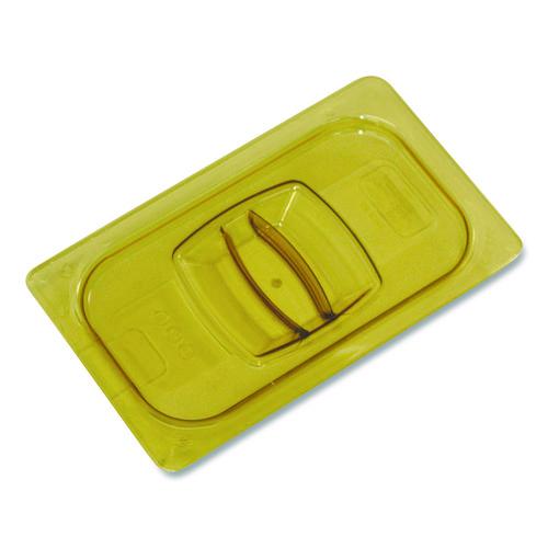 Rubbermaid Commercial Insert Pan Handled Notched Cover, 6.38 x 0.39 x 10.38, Amber, Plastic, 6/Carton