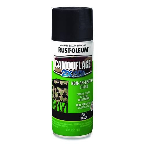 Rust-Oleum Camouflage Spray Paint, Flat Black, 12 oz Aerosol Can
