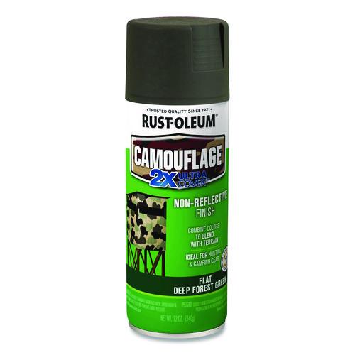 Rust-Oleum Camouflage Spray Paint, Flat Deep Forest Green, 12 oz Aerosol Can