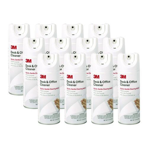 3M Desk and Office Spray Cleaner, Unscented, 15 oz Aerosol Spray, 12/Carton