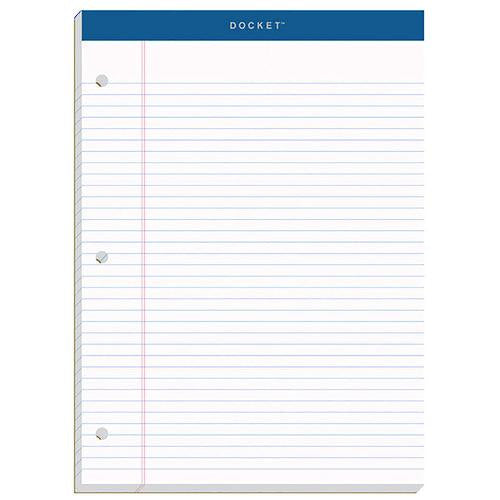 TOPS Double Docket Ruled Pads with Extra Sturdy Back, Medium/College Rule, (100) White 8.5 x 11 Sheets