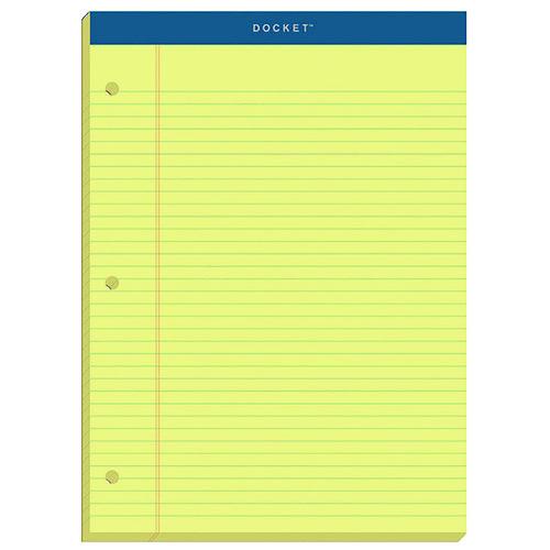 TOPS Double Docket Ruled Pads with Extra Sturdy Back, Medium/College Rule, (100) Canary Yellow 8.5 x 11 Sheets