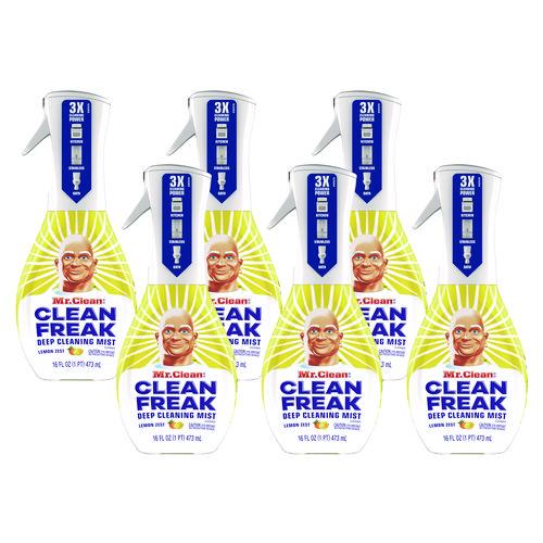 Mr. Clean Clean Freak Deep Cleaning Mist Multi-Surface Spray, Lemon Scent, 16 oz Spray Bottle, 6/Carton