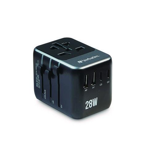 Verbatim UTA-07 Universal Travel Adapter, (3) USB-A, (3) USB-C