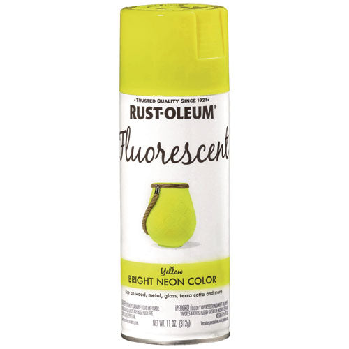 Rust-Oleum Specialty Fluorescent Spray Paint, Flat Fluorescent Yellow, 11 oz Aerosol Can