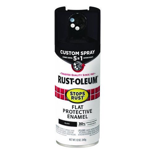 Rust-Oleum Stops Rust 5-in-1 Spray Paint, Flat Black, 12 oz Aerosol Can