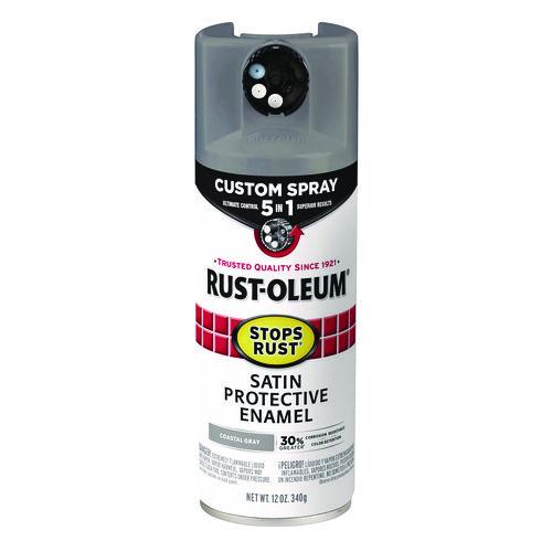 Rust-Oleum Stops Rust 5-in-1 Spray Paint, Satin Coastal Gray, 12 oz Aerosol Can