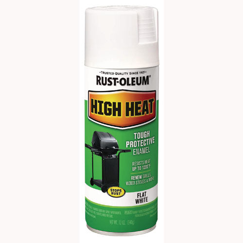Rust-Oleum High Heat Enamel Spray Paint, Flat White, 12 oz Aerosol Can