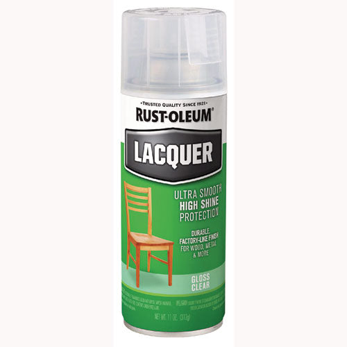 Rust-Oleum Specialty Lacquer Spray Paint, Gloss Clear, 12 oz Aerosol Can, 6/Carton
