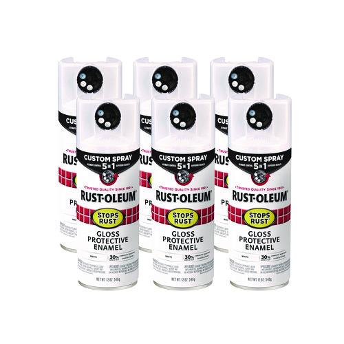 Rust-Oleum Stops Rust 5-in-1 Spray Paint, Gloss White, 12 oz Aerosol Can, 6/Carton