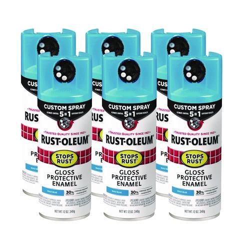 Rust-Oleum Stops Rust 5-in-1 Spray Paint, Gloss Maui Blue, 12 oz Aerosol Can, 6/Carton