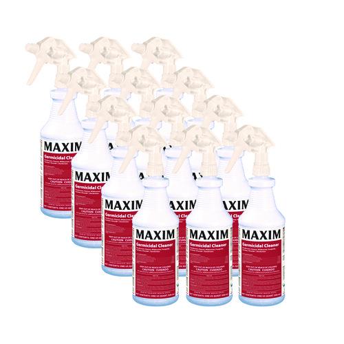 Maxim Germicidal Cleaner, Lemon Scent, 32 oz Bottle, 12 Bottles and 1 Trigger Sprayer/Carton