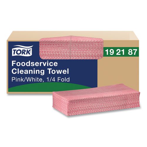 Tork Foodservice Cleaning Towel, 1-Ply, 6 x 10.75, Pink, 200/Carton