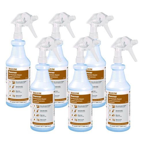 Maxim Banner Bio-Enzymatic Cleaner, Safe-to-Ship, Fresh Scent, 32 oz Bottle, 6/Carton