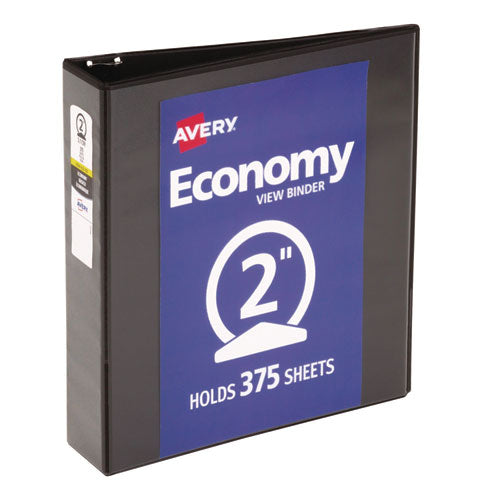 Avery Economy View Binder with Round Rings , 3 Rings, 2" Capacity, 11 x 8.5, Black, (5730)