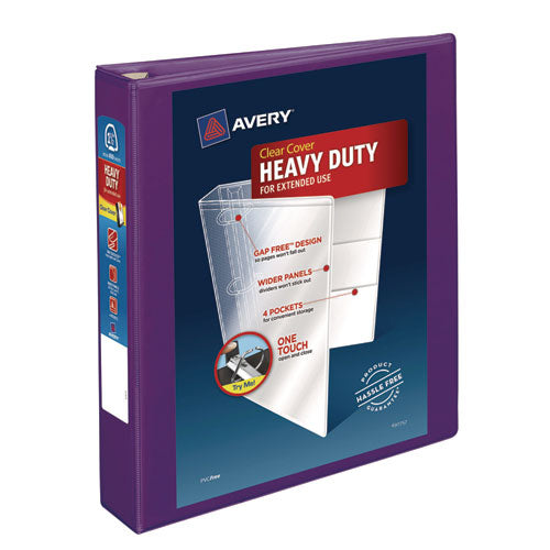 Avery Heavy-Duty View Binder with DuraHinge and One Touch EZD Rings, 3 Rings, 1.5" Capacity, 11 x 8.5, Purple