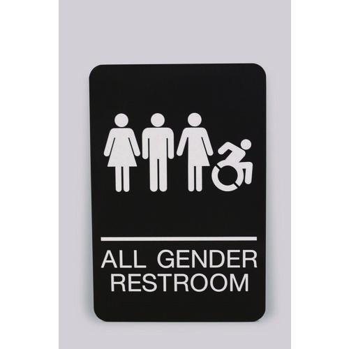 Headline Sign ADA Sign, All Gender Restroom, 6 x 9, Black Face, White Graphics