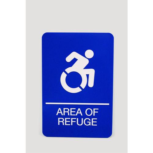 Headline Sign ADA Sign, Area of Refuge, 6 x 9, Blue Face, White Graphics