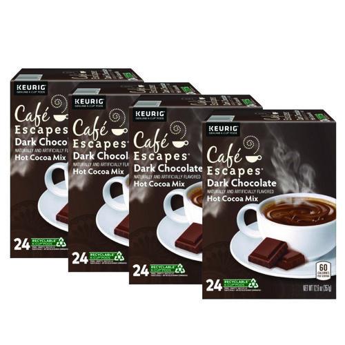 Café Escapes Dark Chocolate Hot Cocoa K-Cups, 24/Box, 4 Box/Carton