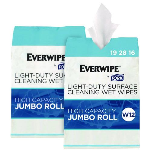 Tork Light-Duty Surface Cleaning Wet Wipe, 1-Ply, 8 x 6, Unscented, White, 2,500 Sheets/Roll, 2 Rolls/Carton
