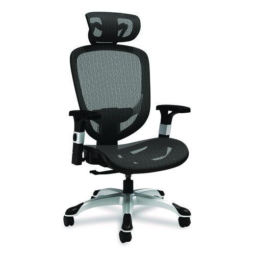 Alera Minerva Ergonomic Mesh Swivel Task Chair, Support Up to 275lb, 17.24 to 20.98 Seat Height, Black Seat/Back, Silver Base