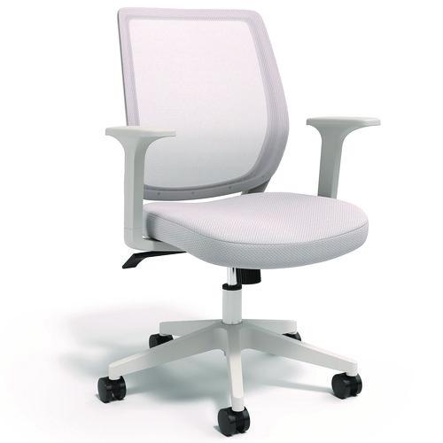 Alera Wessex Ergonomic Fabric Mesh Swivel Task Chair, Supports 275 lb, 17.09 to 20.83 Seat Height, Gray Seat/Back, White Base
