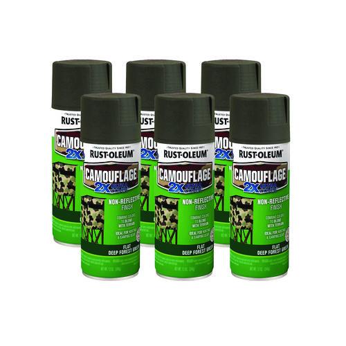 Rust-Oleum Camouflage Spray Paint, Flat Deep Forest Green, 12 oz Aerosol Can, 6/Carton