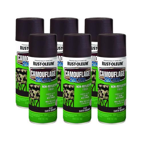 Rust-Oleum Camouflage Spray Paint, Flat Earth Brown, 12 oz Aerosol Can, 6/Carton