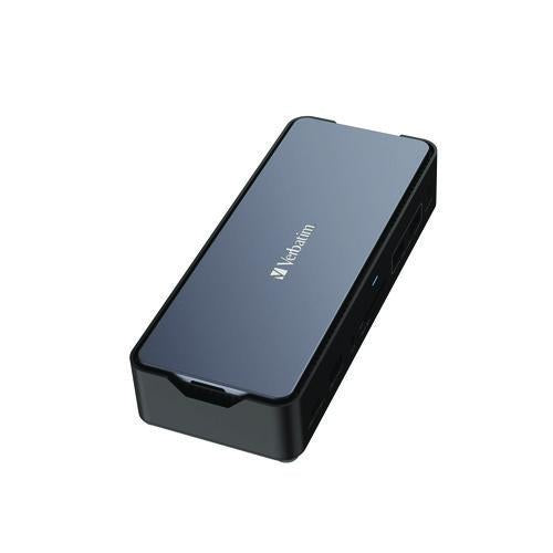 Verbatim USB-C Pro Docking Station 15-in-1 256GB Vi3000 SSD, Audio/DisplayPort/HDMI/Micro SD/RJ45/SD/USB-A/USB-C, Gray