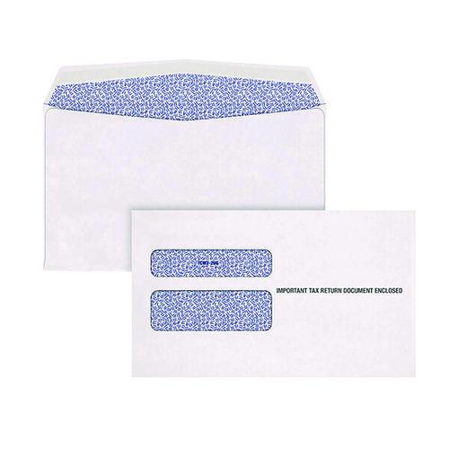 Adams 2-Up W-2 Gummed Seal Double-Window Security Tint Envelopes, Commercial Flap, 9.5 x 5.63, White, 24/Pack