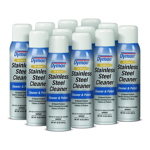 Dymon Stainless Steel Cleaner, 16 oz Aerosol Spray, 12/Carton