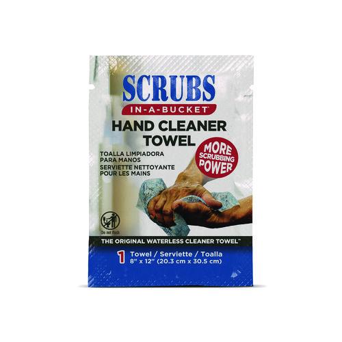 SCRUBS Hand Cleaner Towels, 1-Ply, 12 x 8, Citrus, Blue/White, 100 Packets/Carton