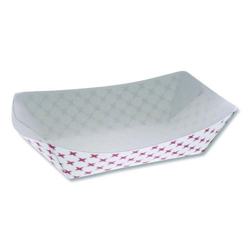 Pactiv Evergreen Paperboard Food Tray, 3 lb, 7.75 x 5.1 x 2.1, Red/White, 500/Carton