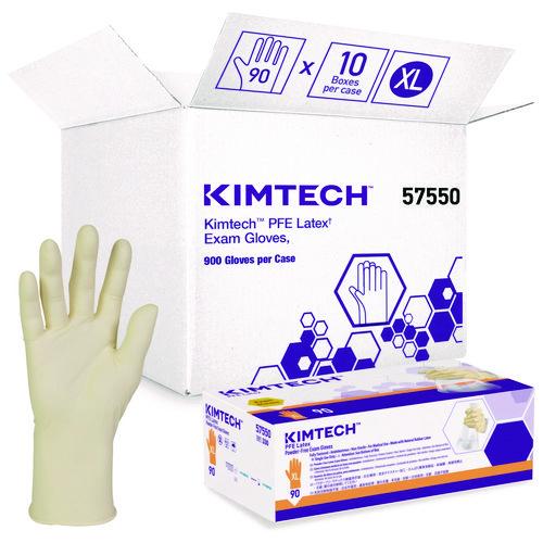 Kimtech PFE Latex Exam Gloves, Powder-Free, X-Large, 6.3 mil Thick, 9.5" Long, Natural, 1,000/Carton