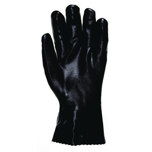 MCR Safety Double-Dipped PVC Gloves, 14" Long, Black, 12 Pairs