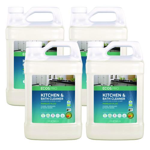 ECOS PRO Parsley Plus All-Purpose Kitchen and Bathroom Cleaner, Herbal Scent, 1 gal Bottle, 4/Carton