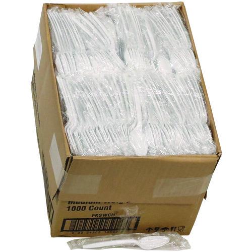Pactiv Evergreen Fieldware Cutlery, Individually Wrapped, Mediumweight Spoon, Plastic, White, 1,000/Carton