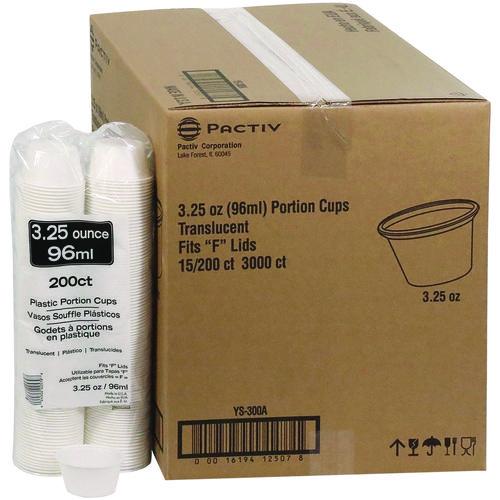 Pactiv Evergreen Plastic Portion Cup, 3.25 oz, Translucent, 3,000/Carton