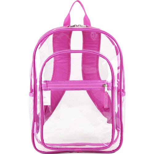 Eastsport Clear with Color Trim Backpack, 11.5" x 5" x 16.5", Clear/Pink