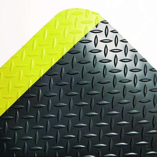Crown Industrial Deck Plate Anti-Fatigue Mat, Rectangular, Black/Yellow Raised Diamond Surface, 24" x 36"